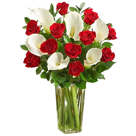 NYC Flower Delivery - Red Rose & Calla Lily Bouquet - Birthdays