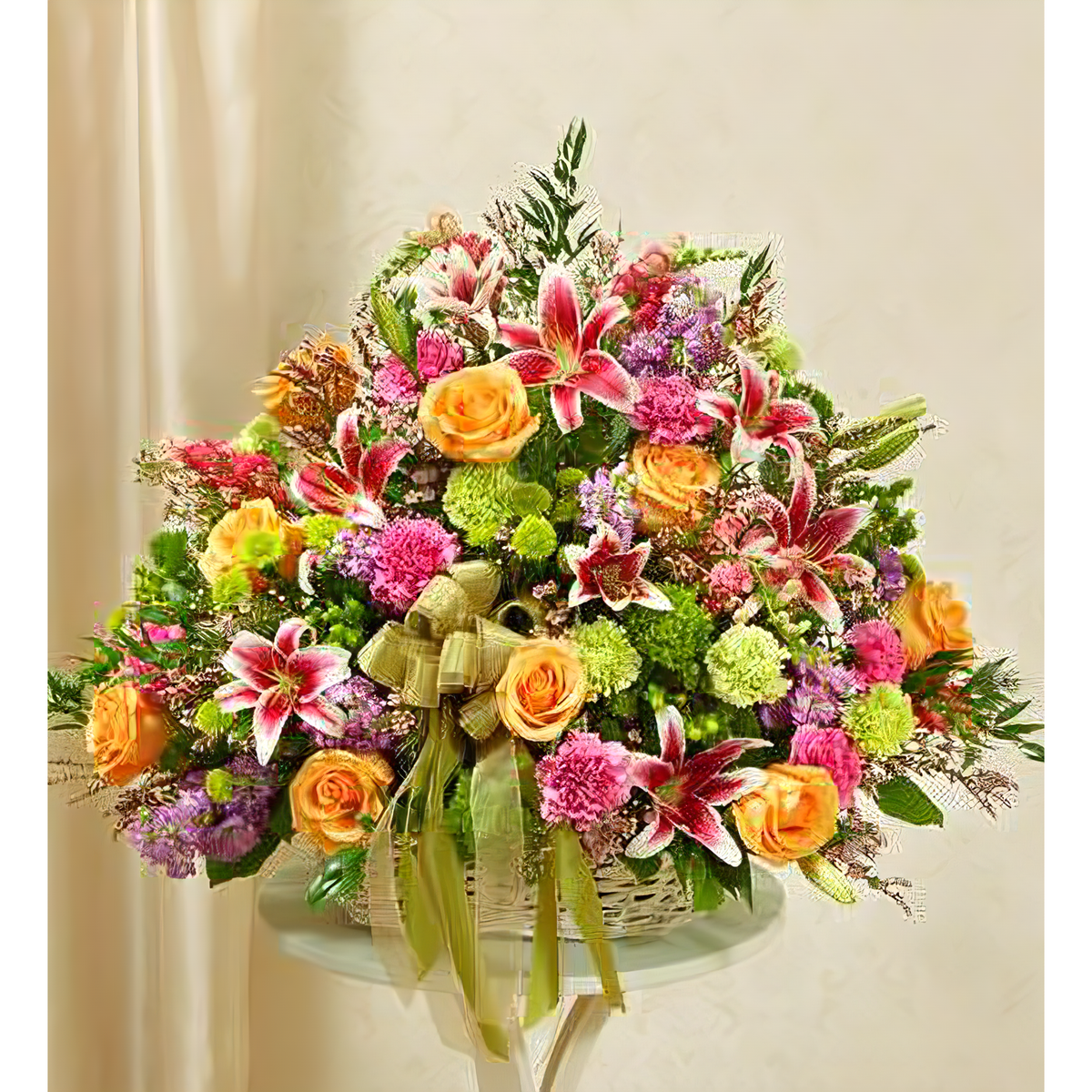 Manhattan Flower Delivery - Pastel Sympathy Basket - Funeral &gt; Baskets