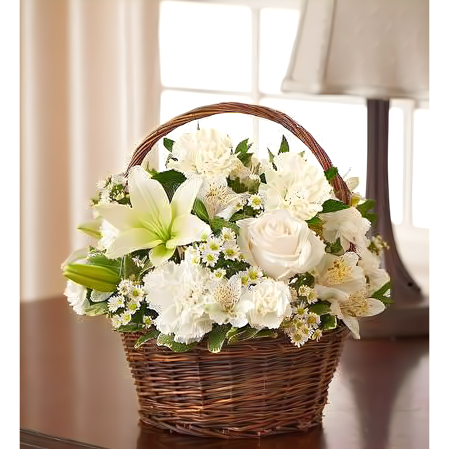 NYC Flower Delivery - Peace, Prayers, & Blessings- All White - Funeral > Baskets