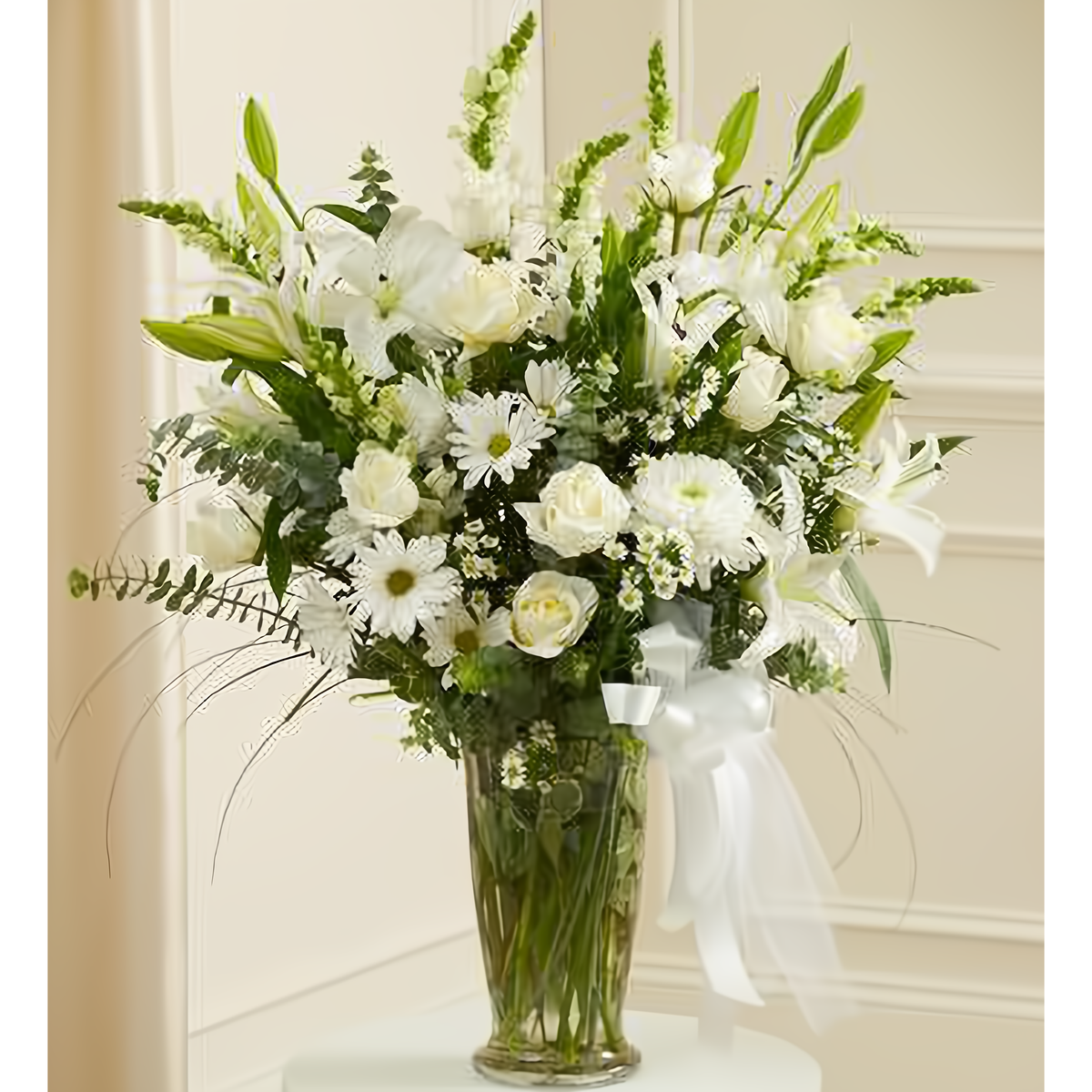NYC Flower Delivery - Beautiful Blessings White Vase Arrangement - Funeral &gt; For the Service