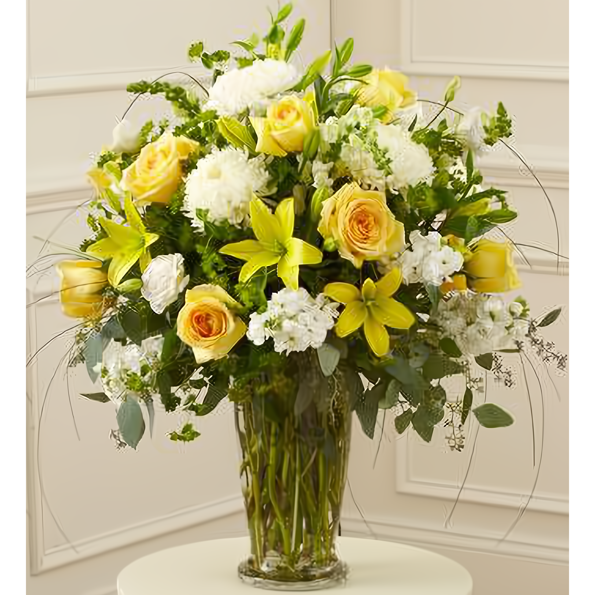 NYC Flower Delivery - Beautiful Blessings Yellow Vase Arrangement - Funeral > For the Service