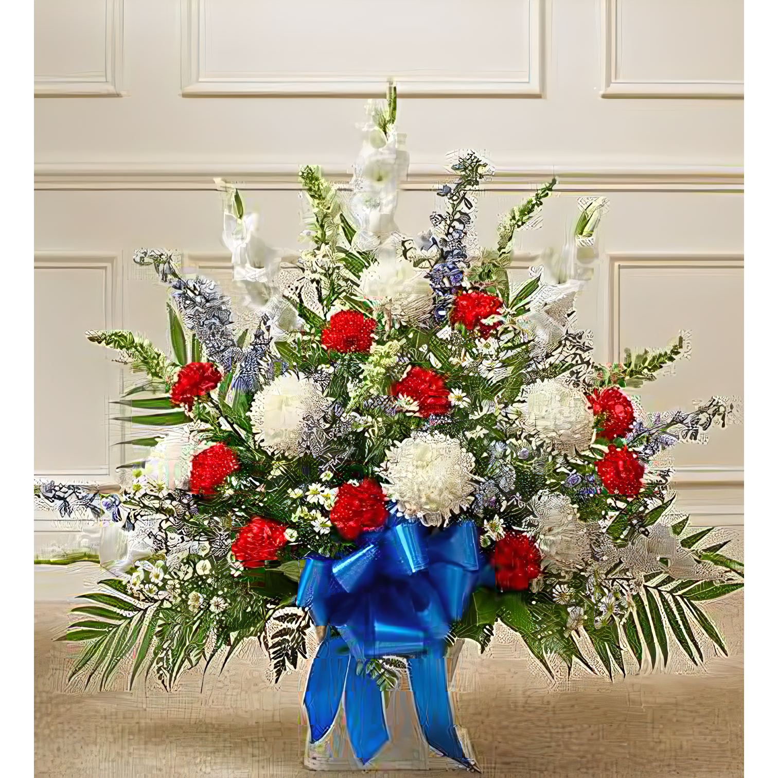 NYC Flower Delivery - Patriotic Tribute Floor Basket Arrangement - Funeral > For the Service