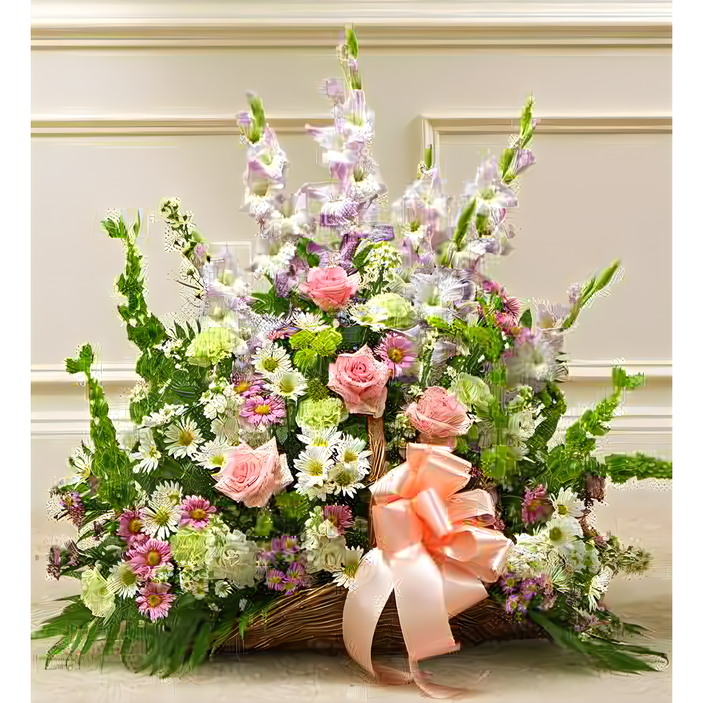 NYC Flower Delivery - Thoughts and Prayers Fireside Basket - Pastel - Funeral > For the Service