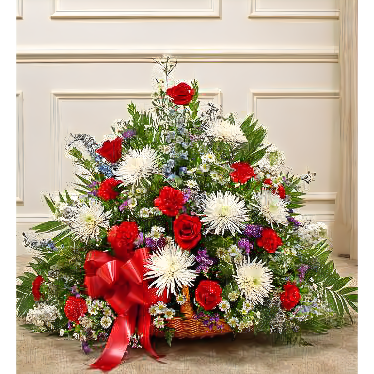 NYC Flower Delivery - Thoughts and Prayer Fireside Basket-Red/White/Blue - Funeral &gt; For the Service