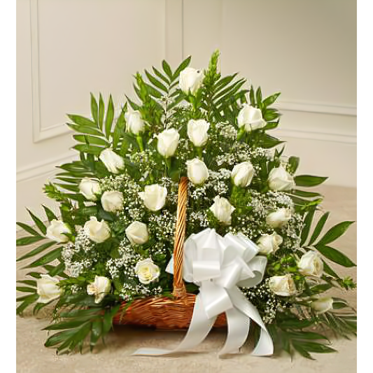 NYC Flower Delivery - Sincerest Sympathies Fireside Basket - White - Funeral > For the Service