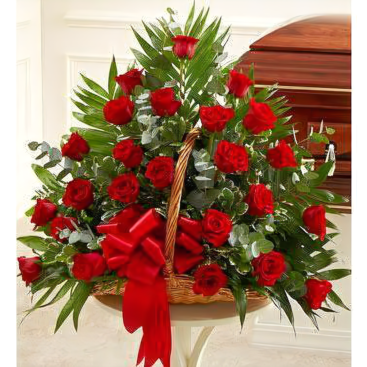 NYC Flower Delivery - Sincerest Sympathies Fireside Basket - Red - Funeral &gt; For the Service