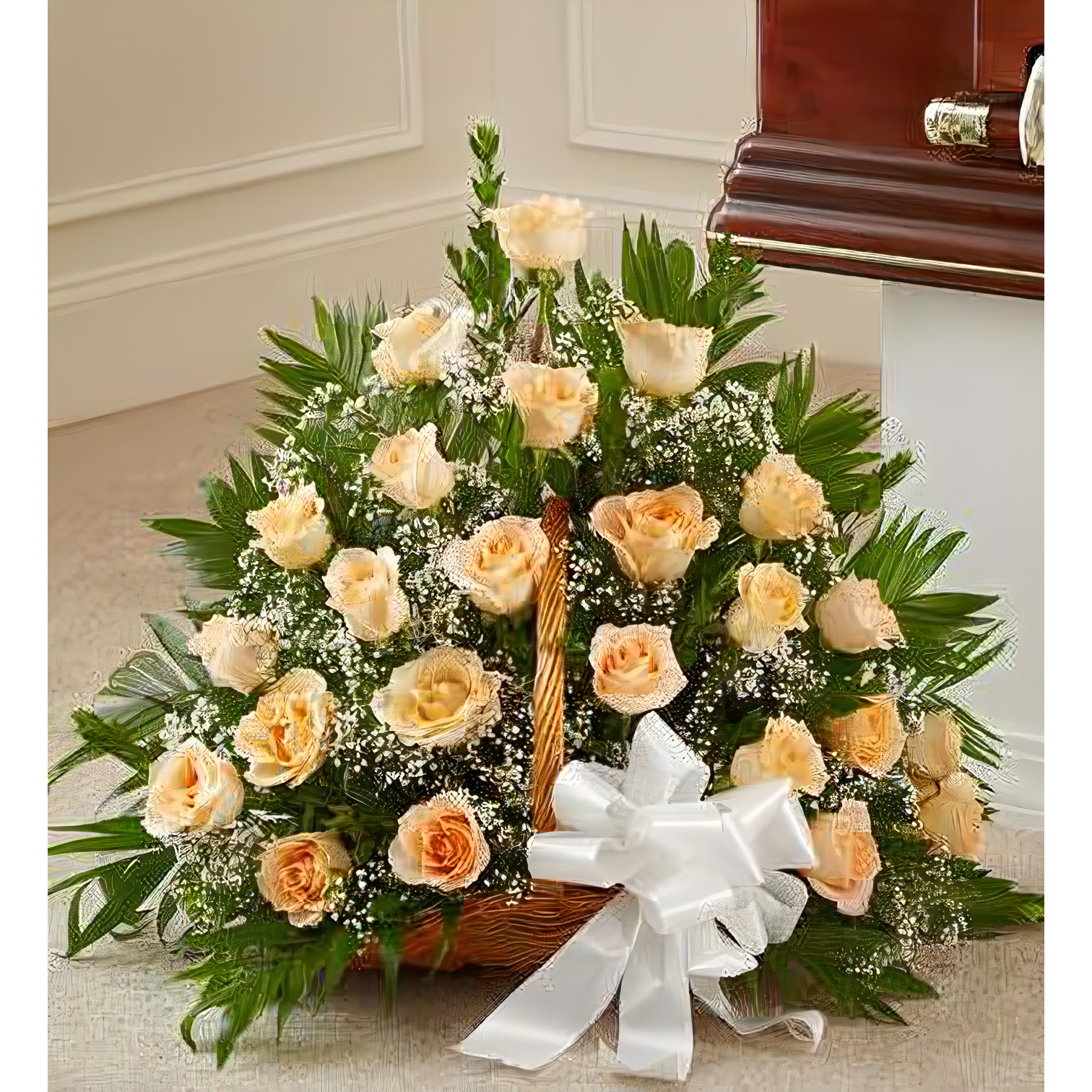 NYC Flower Delivery - Sincerest Sympathy Fireside Basket - Funeral > For the Service