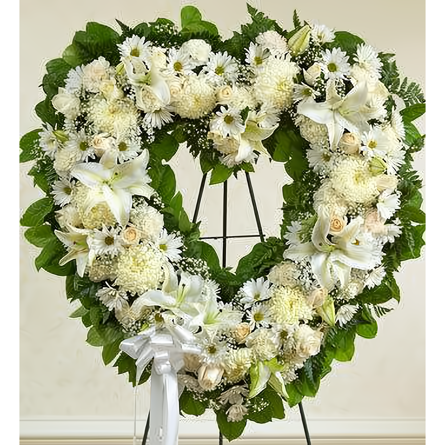 NYC Flower Delivery - Always Remember White Floral Heart Tribute - Funeral > Hearts