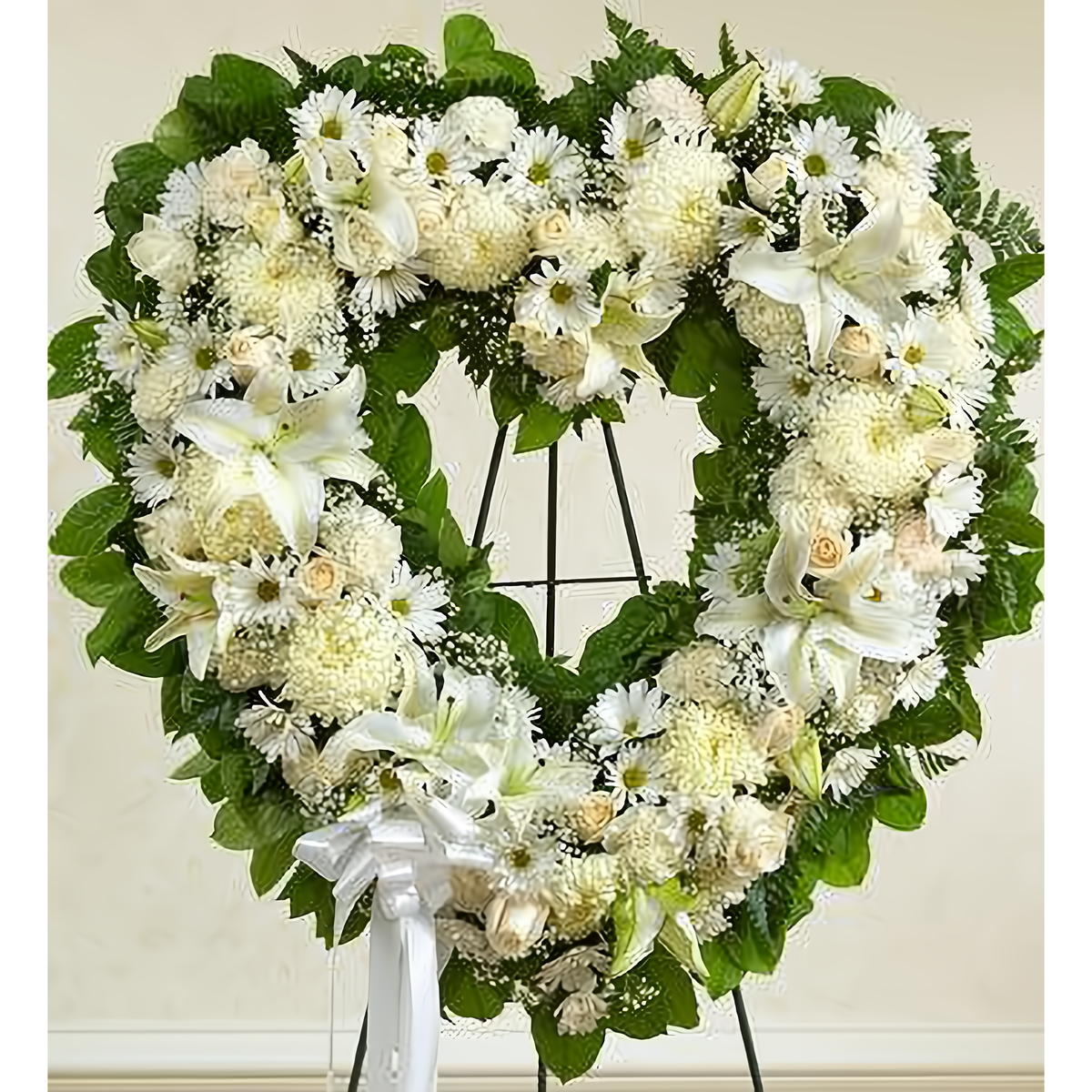 NYC Flower Delivery - Always Remember White Floral Heart Tribute - Funeral &gt; Hearts