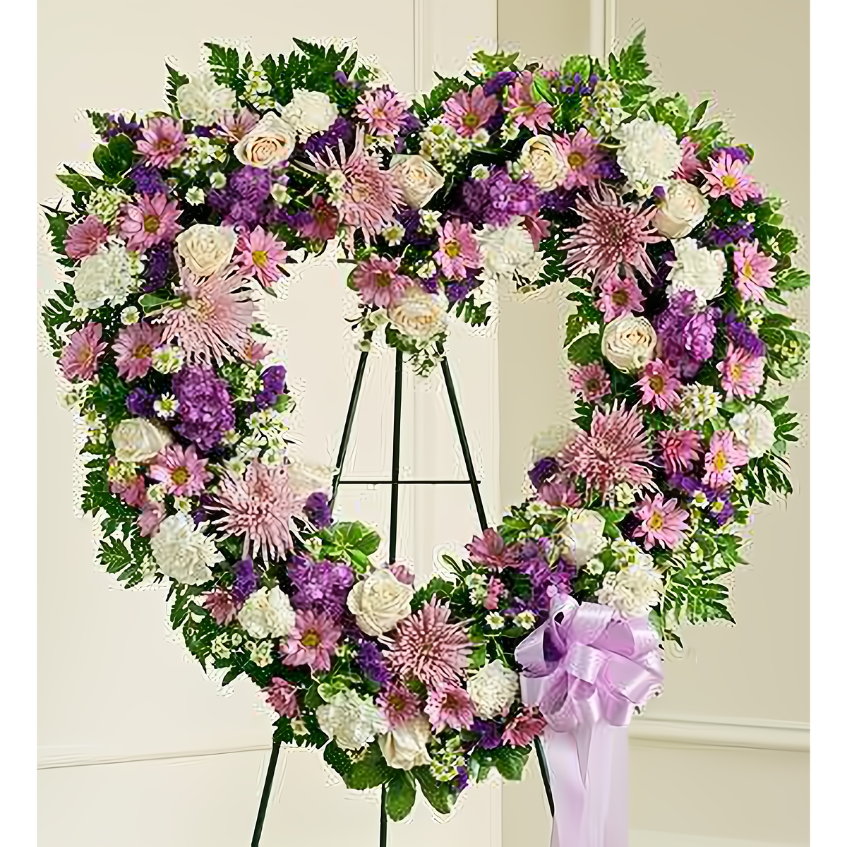 NYC Flower Delivery - Always Remember Lavender Floral Heart Tribute - Funeral &gt; Hearts