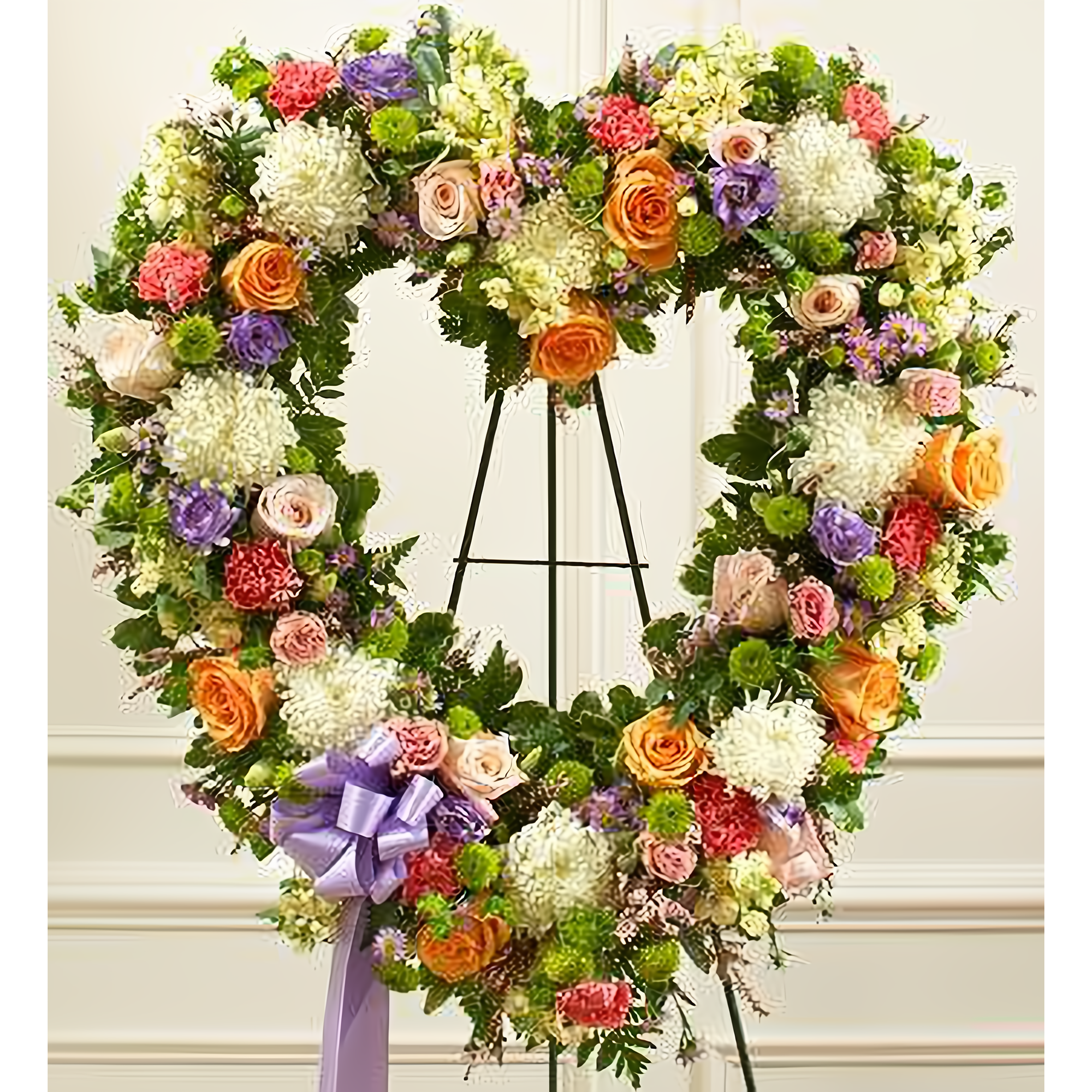NYC Flower Delivery - Always Remember Pastel Floral Heart Tribute - Funeral > Hearts