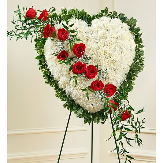 NYC Flower Delivery - Always in My Heart Floral Heart - Red - Funeral > Hearts