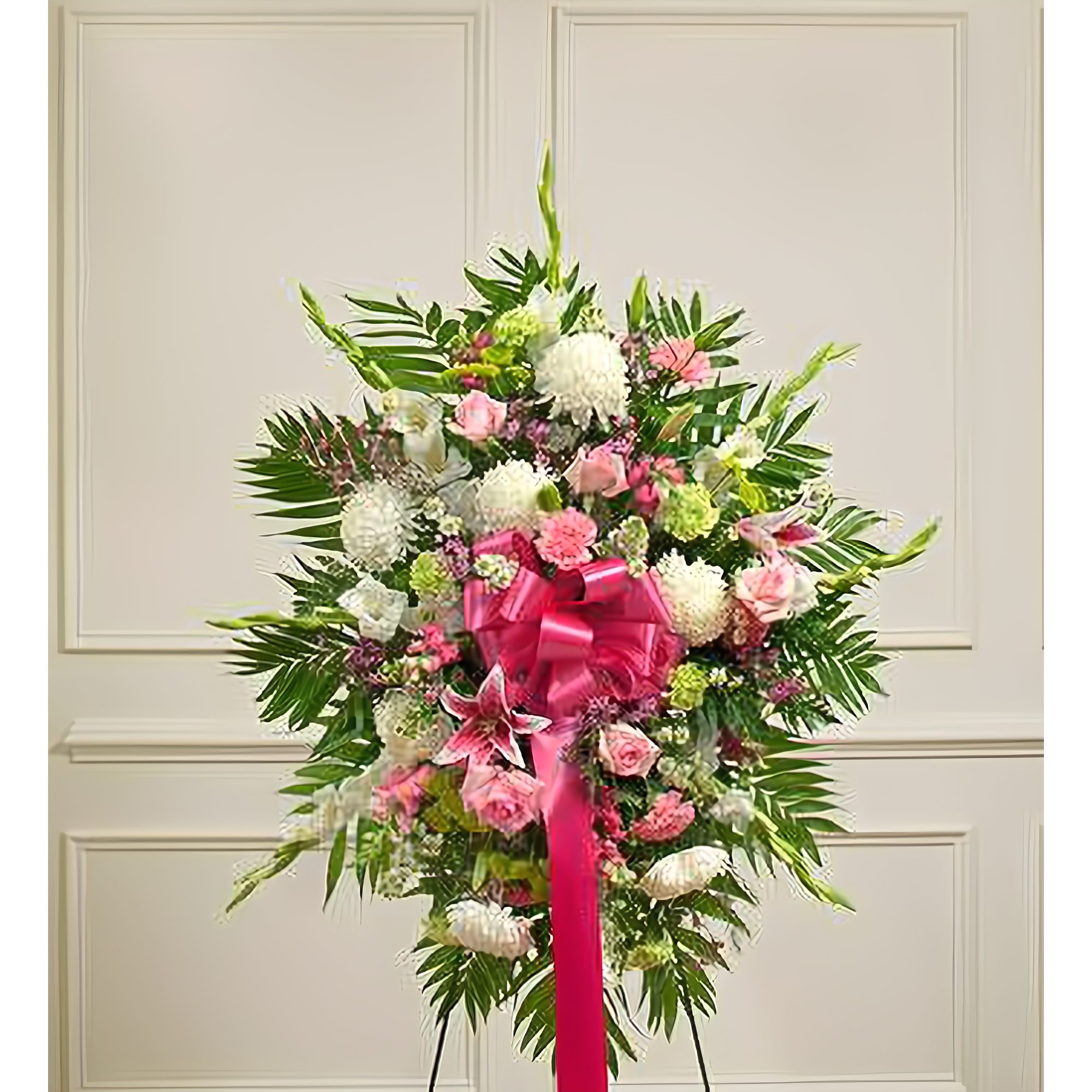 NYC Flower Delivery - Deepest Sympathies Pastel Standing Spray - Funeral > Standing Sprays