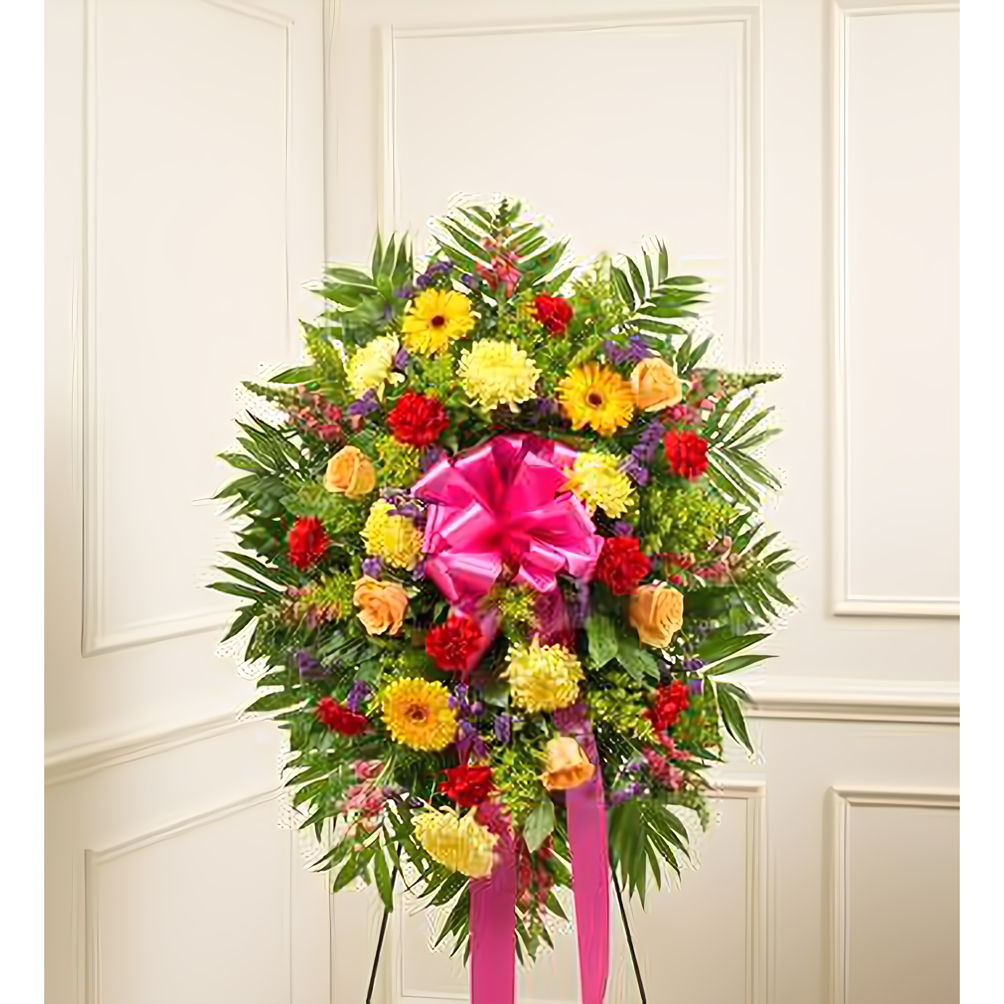 NYC Flower Delivery - Deepest Sympathies Bright Standing Spray - Funeral > Standing Sprays