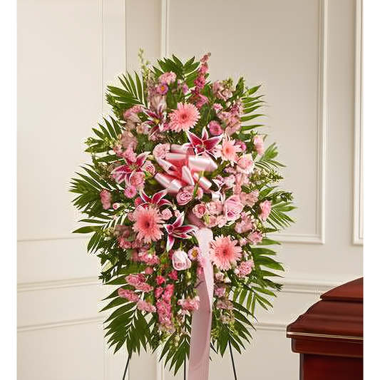 NYC Flower Delivery - Deepest Sympathies Standing Spray - Pink - Funeral > Standing Sprays