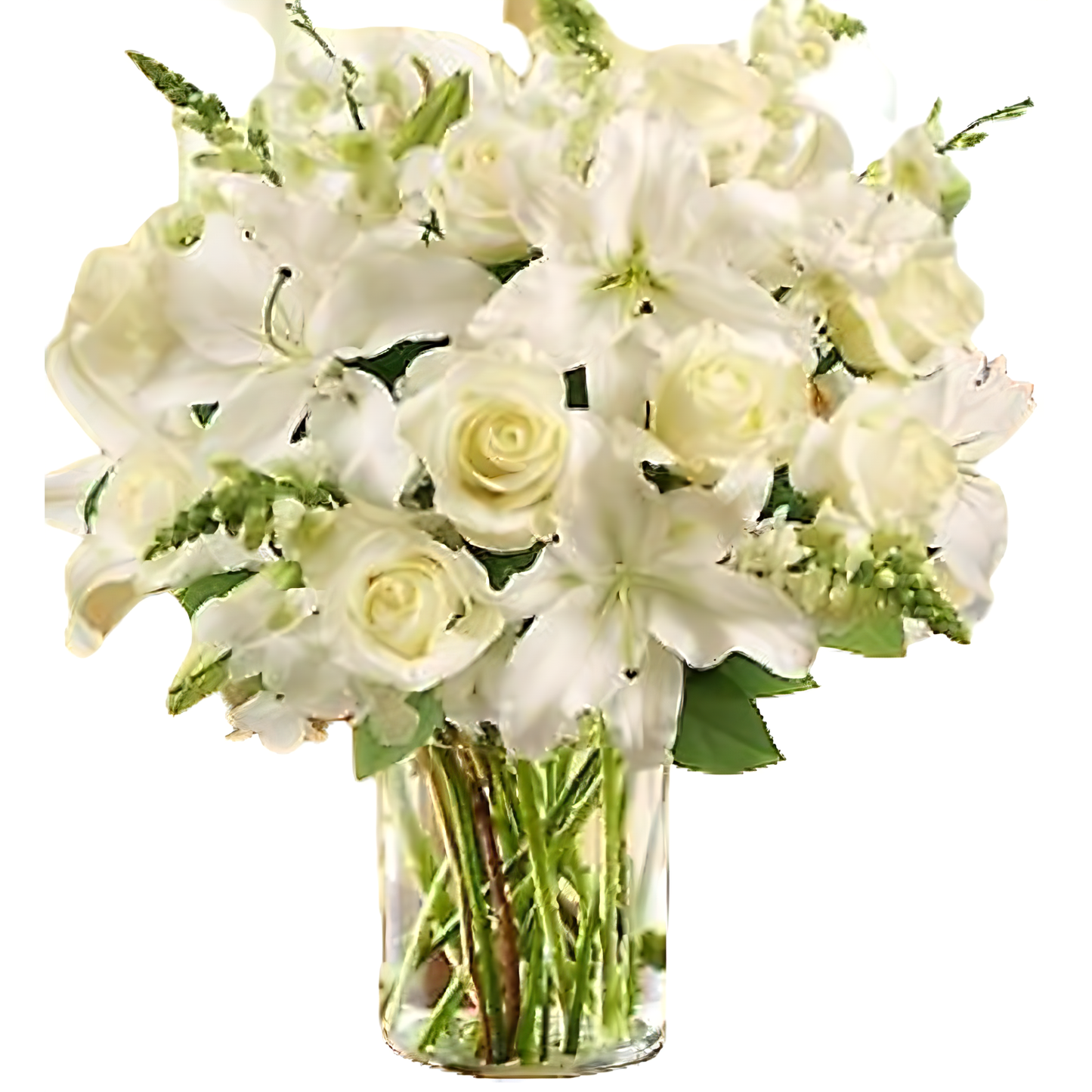 NYC Flower Delivery - Classic All White Arrangement for Sympathy - Funeral > Vase Arrangements