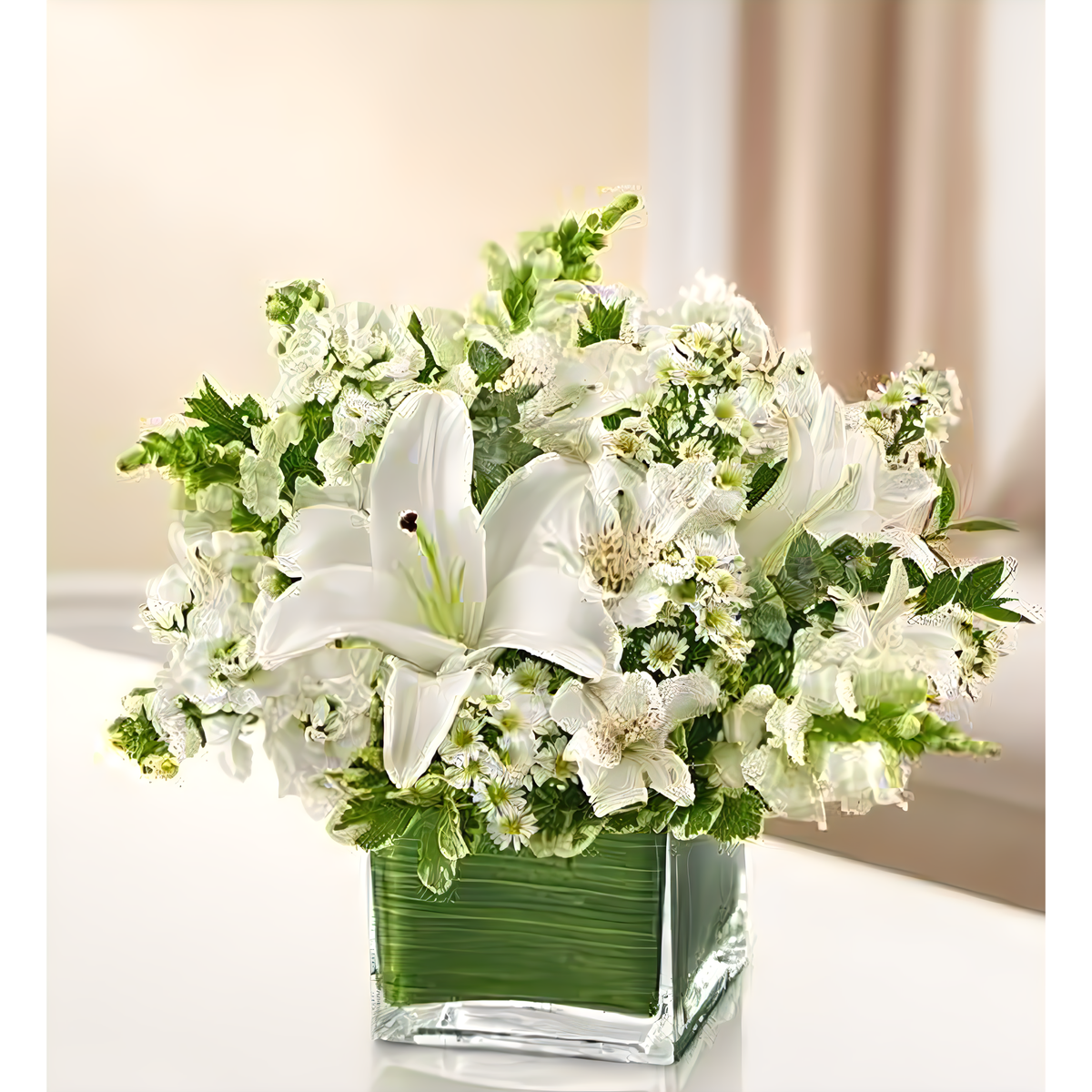 NYC Flower Delivery - Healing Tears - All White - Funeral &gt; Vase Arrangements