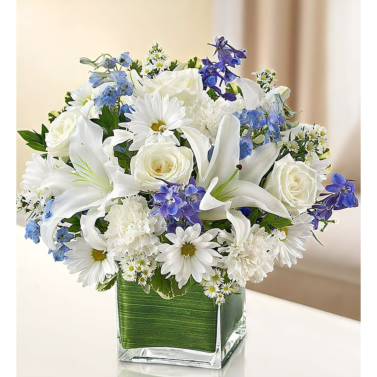 NYC Flower Delivery - Healing Tears - Blue and White - Funeral &gt; Vase Arrangements