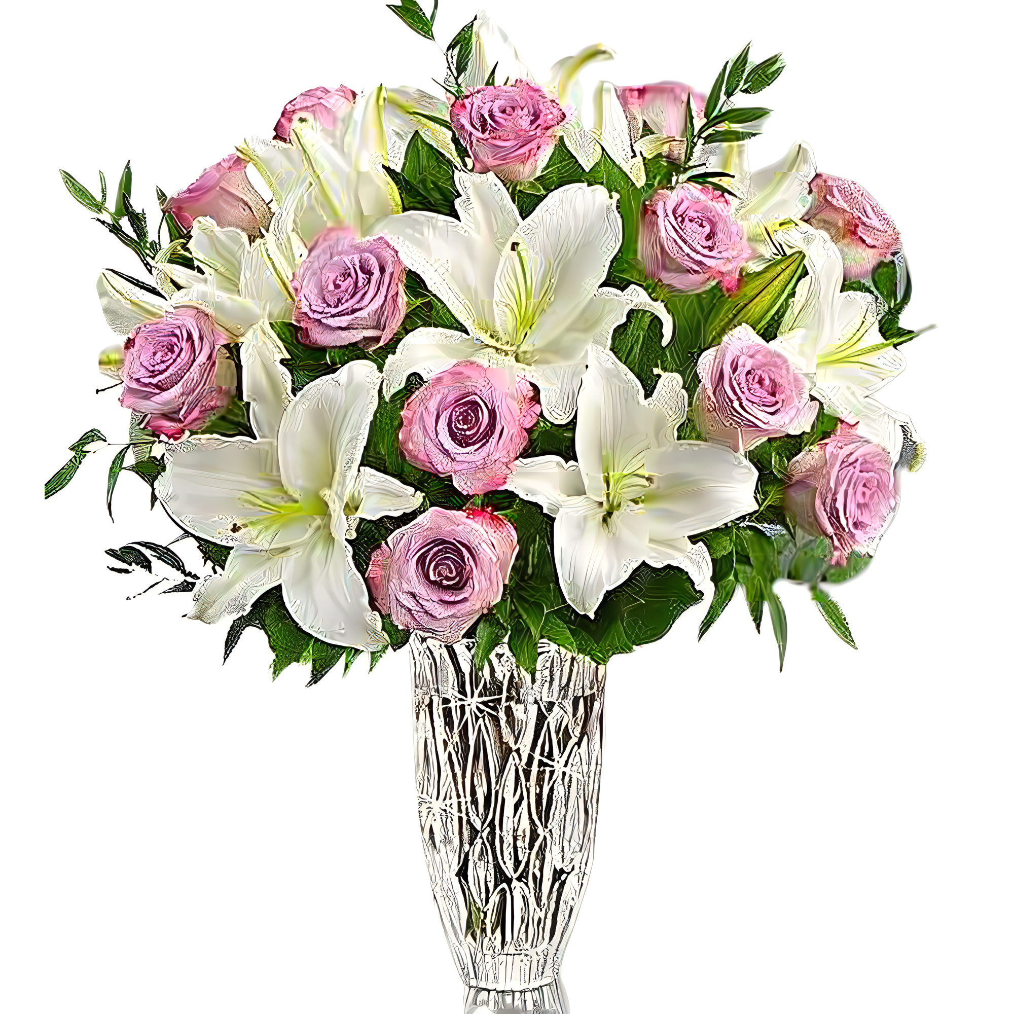 Manhattan Flower Delivery - Marquis by Waterford Sympathy Rose and Lily - Funeral > Vase Arrangements