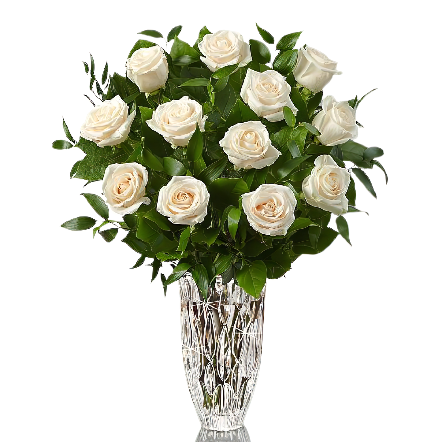 Manhattan Flower Delivery - Marquis by Waterford White Roses for Sympathy - Funeral > Vase Arrangements