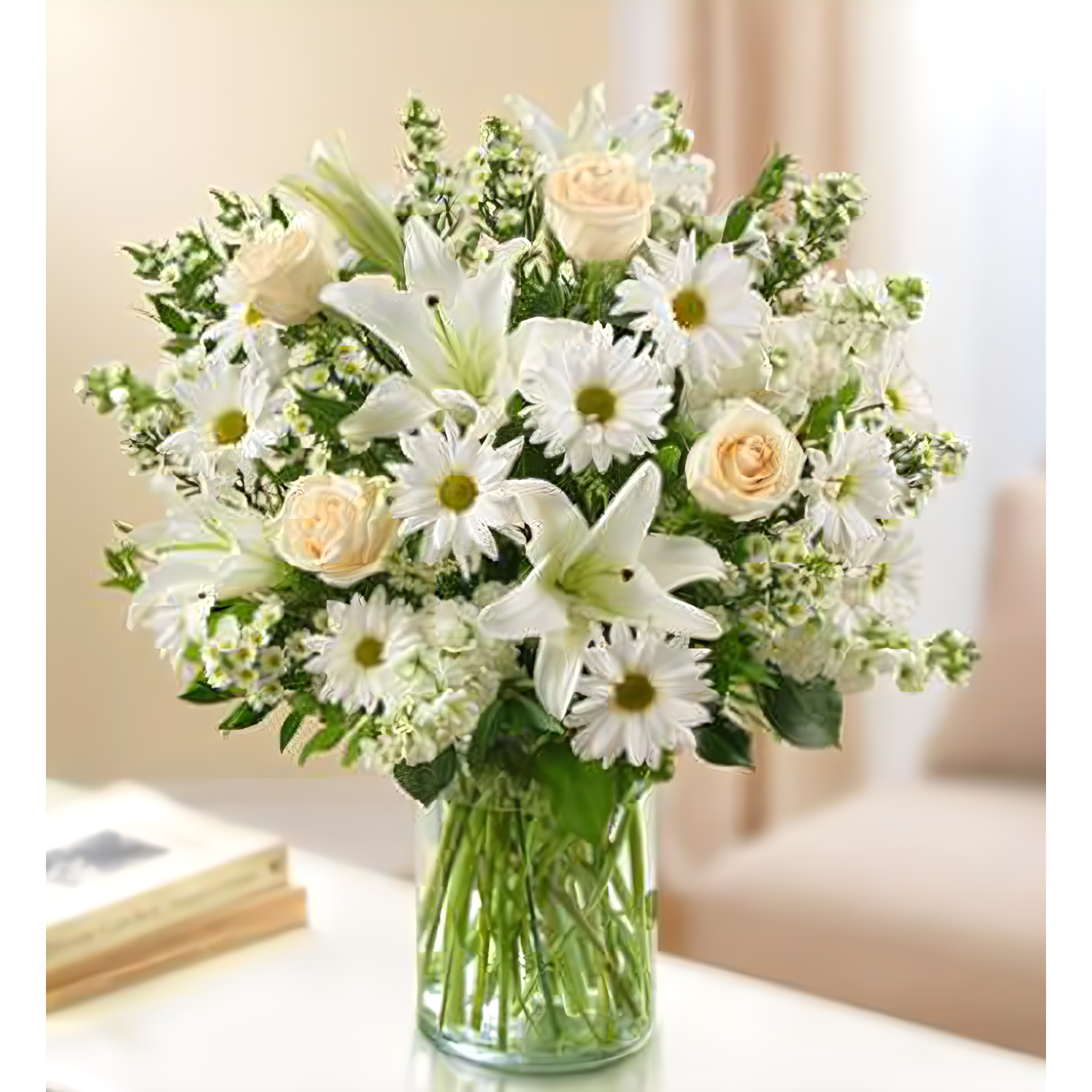 NYC Flower Delivery - Sincerest Sorrow - All White - Funeral > Vase Arrangements
