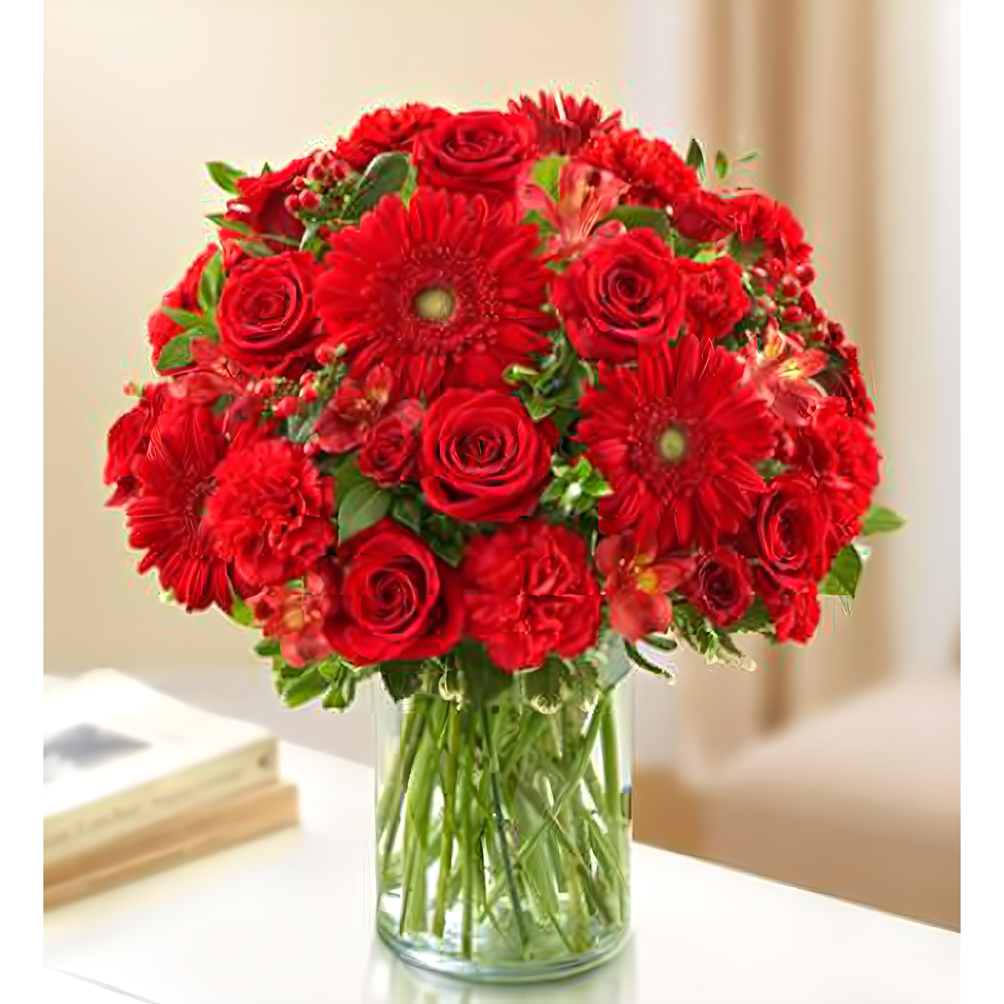 NYC Flower Delivery - Sincerest Sorrow - All Red - Funeral > Vase Arrangements