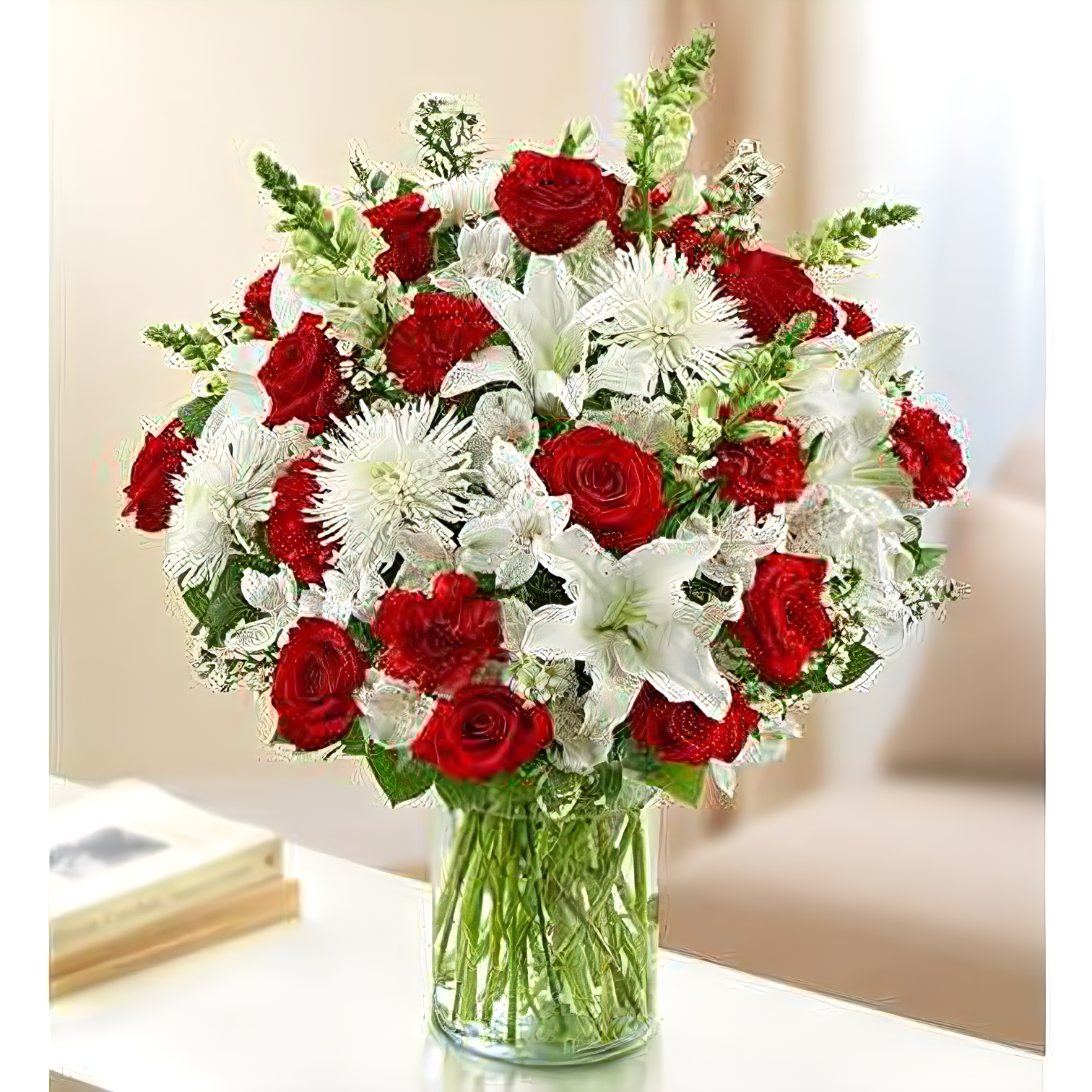 NYC Flower Delivery - Sincerest Sorrow - Red and White - Funeral > Vase Arrangements