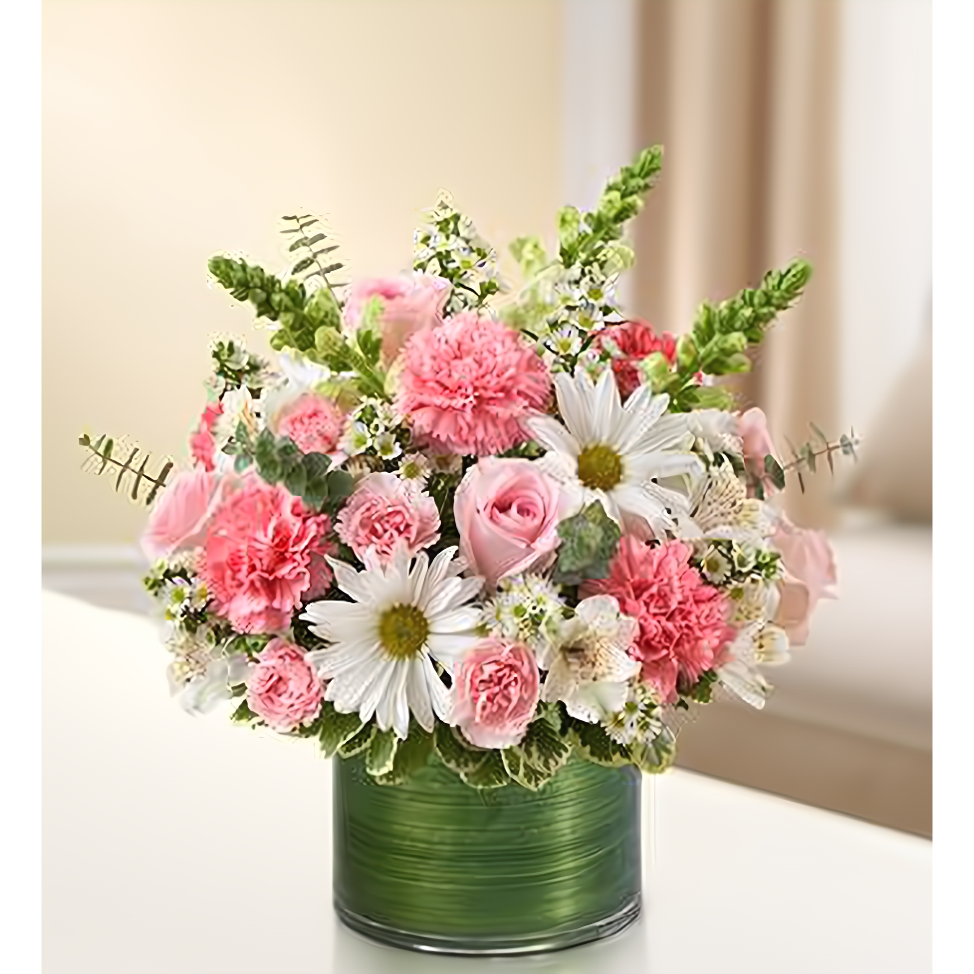 NYC Flower Delivery - Cherished Memories - Pink and White - Funeral > Vase Arrangements
