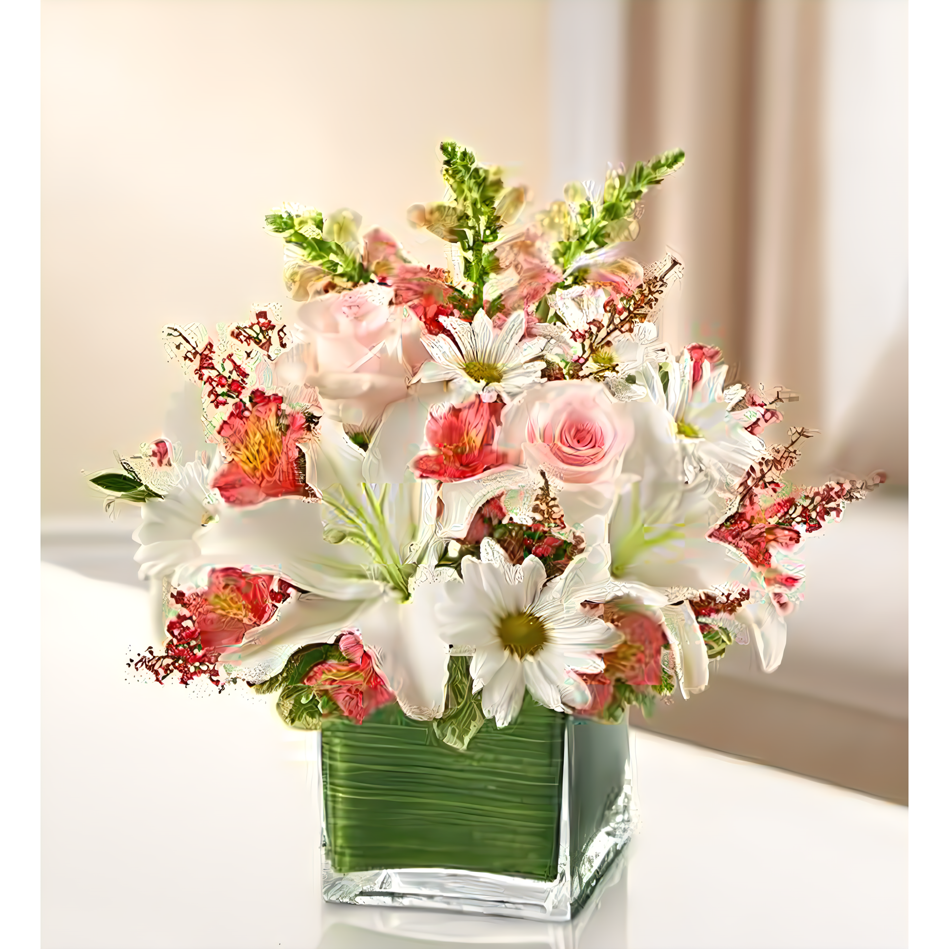 NYC Flower Delivery - Healing Tears - Pink and White - Funeral > Vase Arrangements