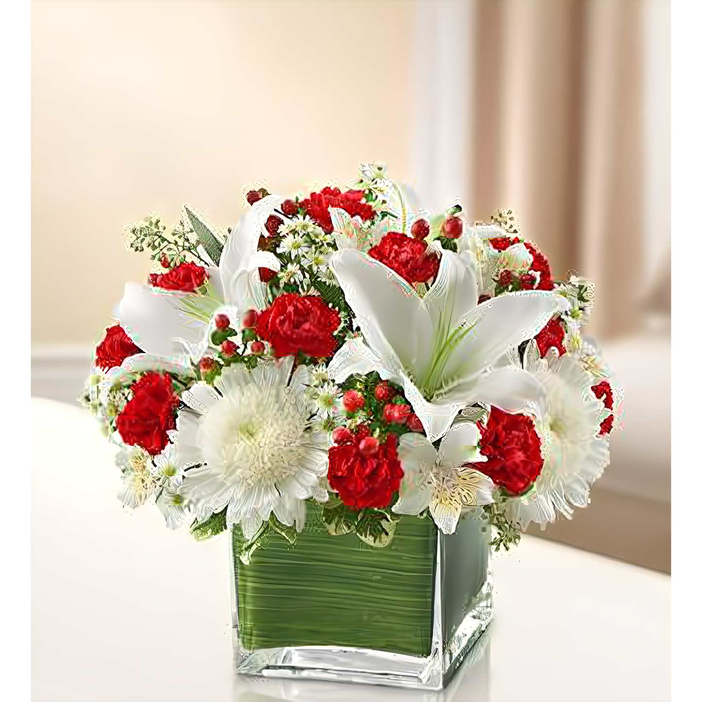 NYC Flower Delivery - Healing Tears - Red and White - Funeral > Vase Arrangements