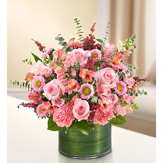 NYC Flower Delivery - Cherished Memories - All Pink - Funeral > Vase Arrangements
