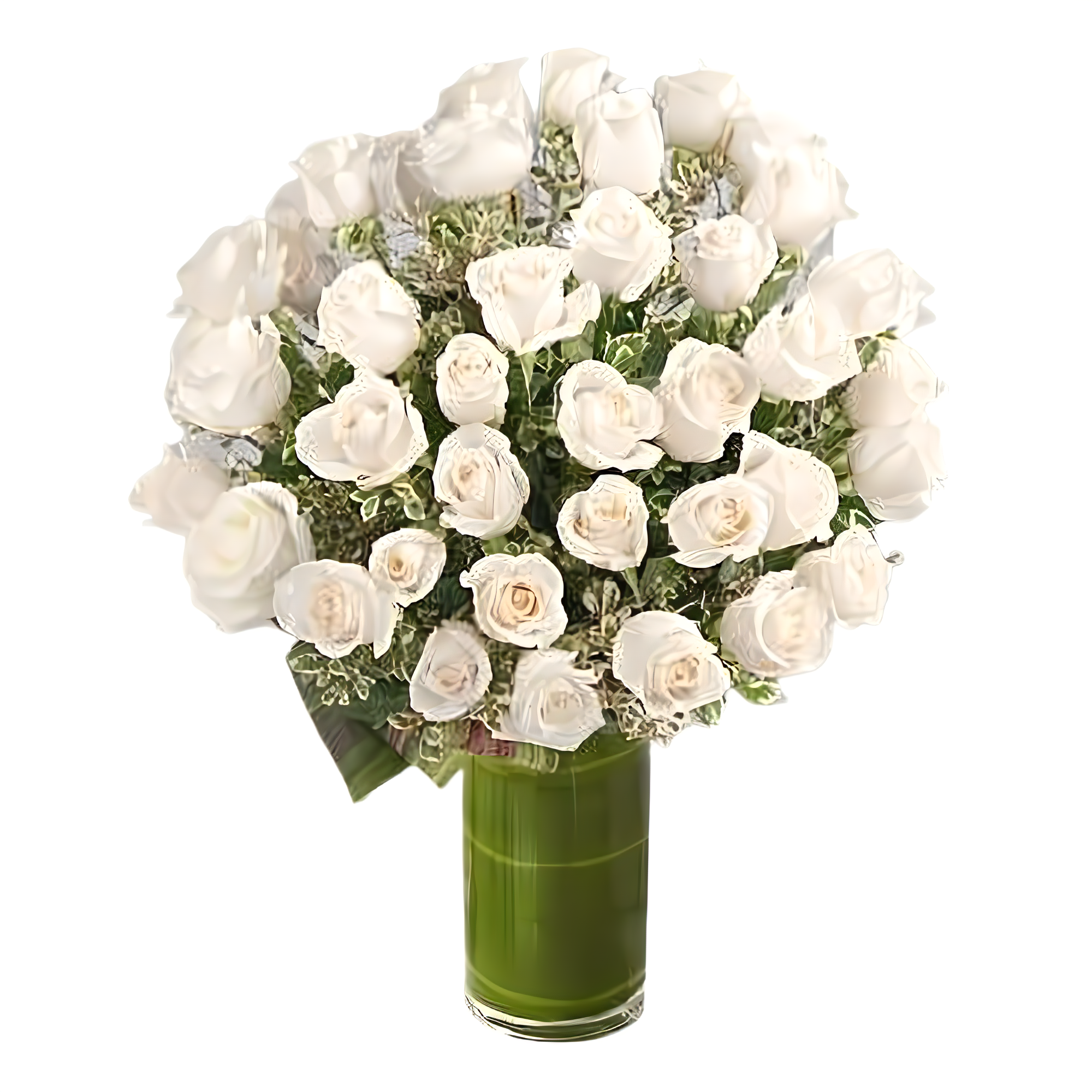 NYC Flower Delivery - Luxury Rose Bouquet - 48 Premium White Long Stem Roses - Products > Luxury Collection