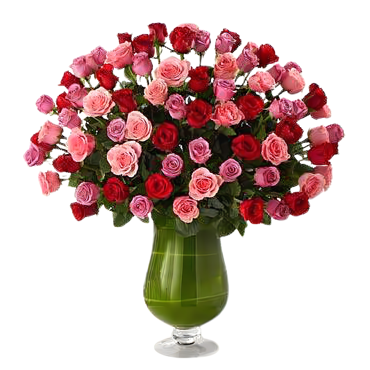 NYC Flower Delivery - Luxury Rose Bouquet - 24 Premium Red, Pink, & Lavender Long Stem Roses - Products > Luxury Collection