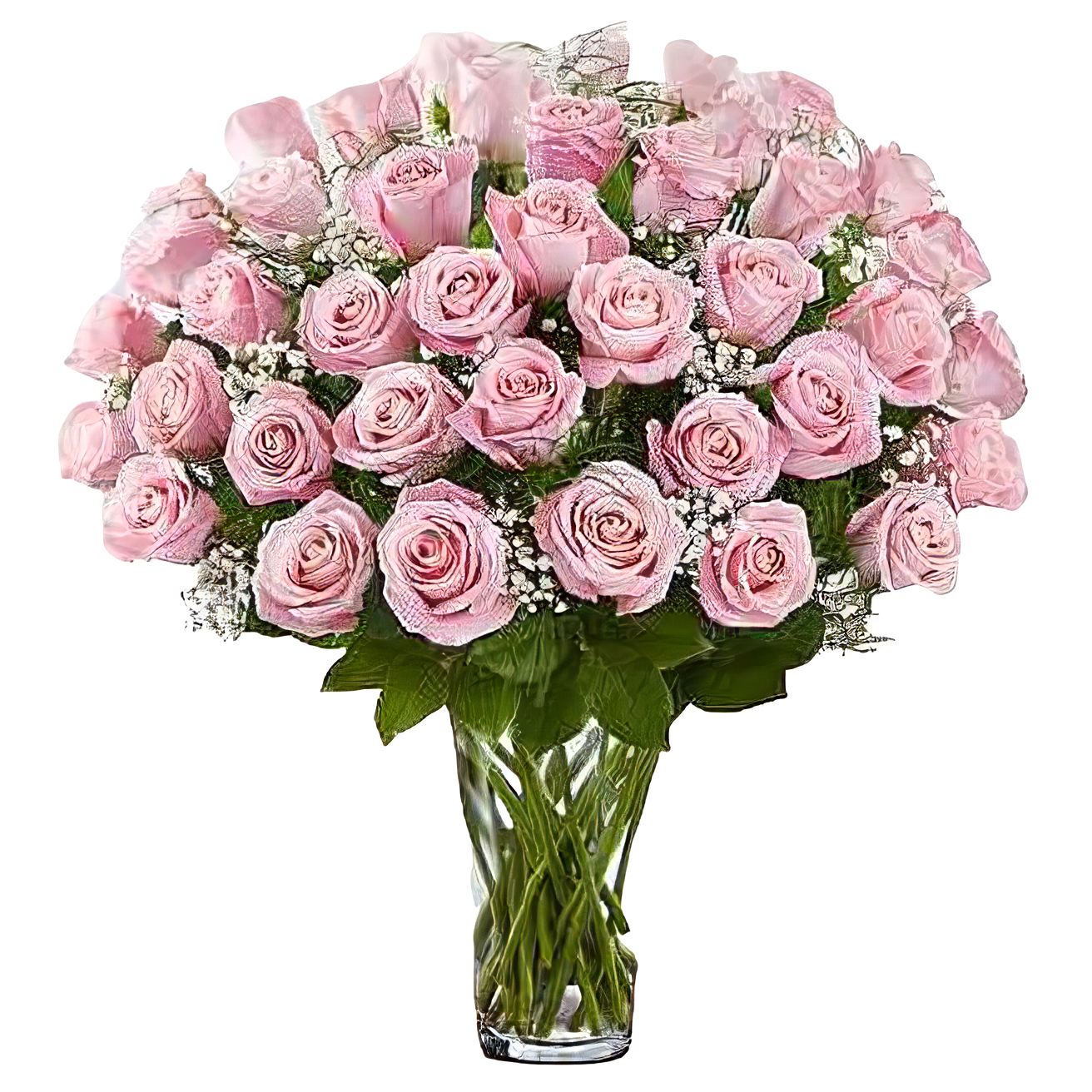 NYC Flower Delivery - Premium Long Stem 48 Pink Roses - Roses