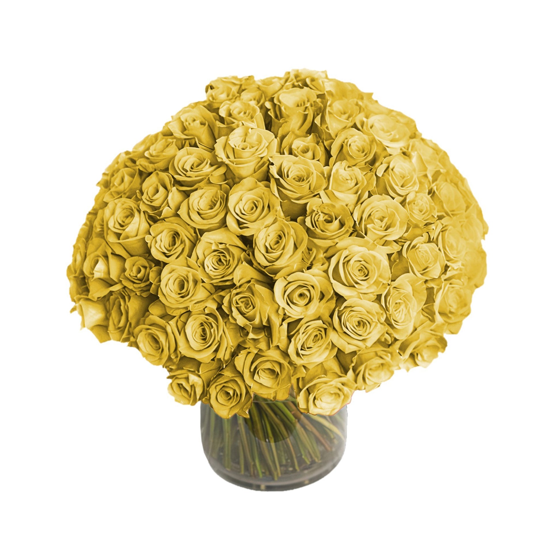 NYC Flower Delivery - Fresh Roses in a Vase | 100 Yellow Roses - Roses